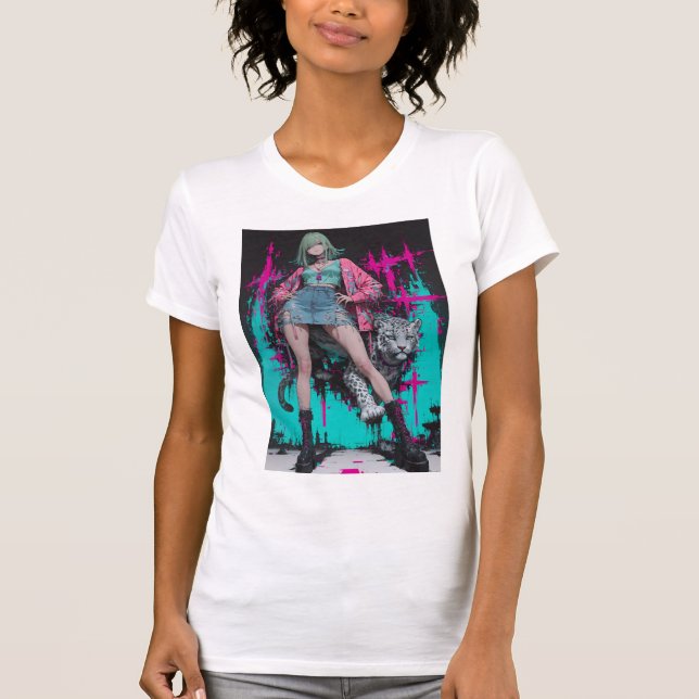 Neon-Punk-Mädchen T-Shirt (Vorderseite)