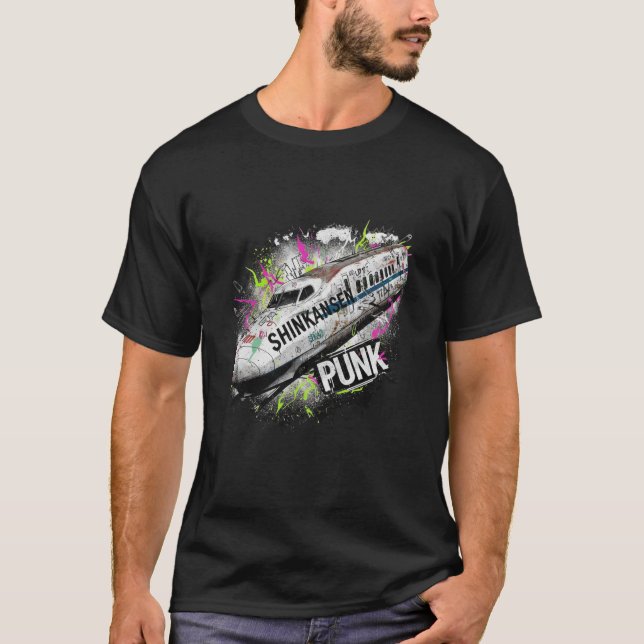 Neon Punk Shinkansen – Dirty Japan Bullet Train Gr T-Shirt (Vorderseite)