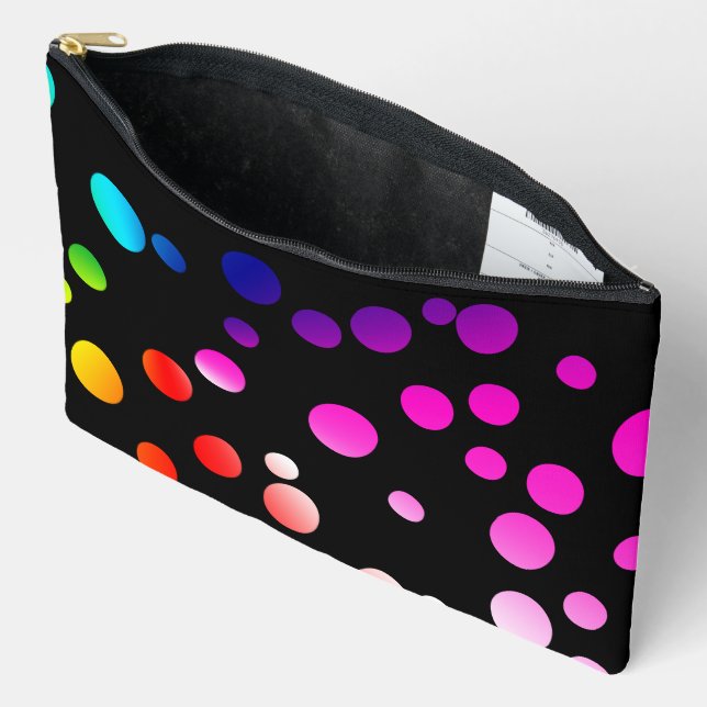 Neon Punkte auf schwarz Zubehörtasche (Offen)