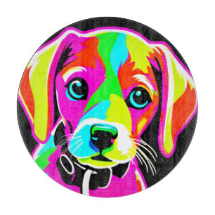 Neon Puppy Pop Art Schneidebrett