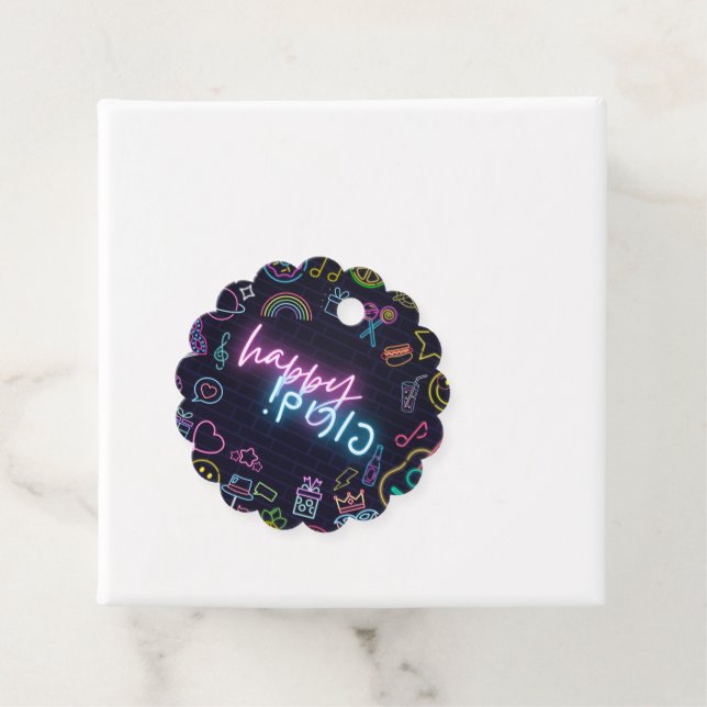 Neon Purim Geschenkanhänger (Beispiel)
