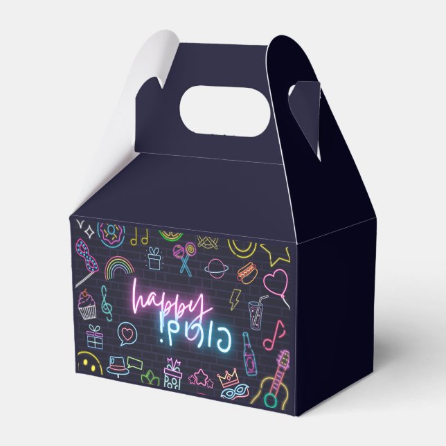 Neon Purim Geschenkschachtel (Vorderseite)