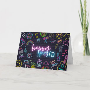 Neon Purim Karte