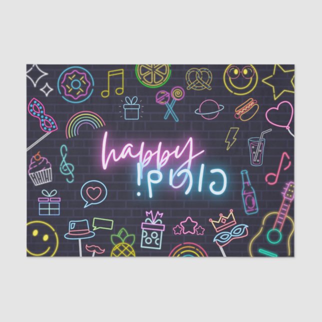 Neon Purim Seidenpapier (Vorderseite)