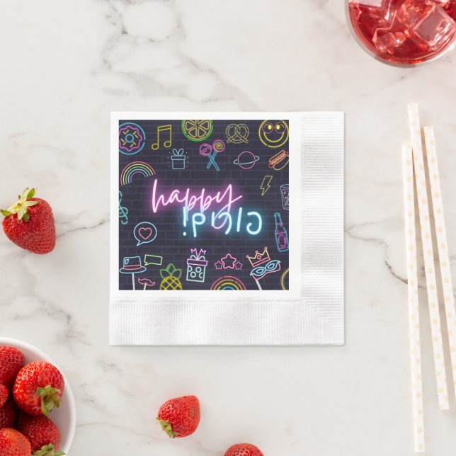 Neon Purim Serviette (Beispiel)