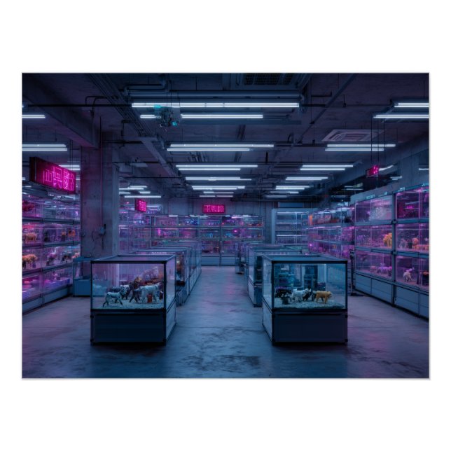 Neon Purple Cyber Arcade Interior Poster (Vorderseite)