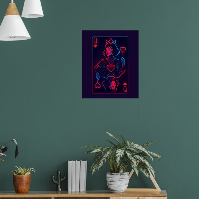Neon Queen of Hearts — Retro-Futurist Synthwave Poster (Wohnzimmer 1)