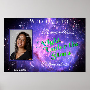 Neon Quinceanera Unter den Sternen Galaxie Ruhe Poster