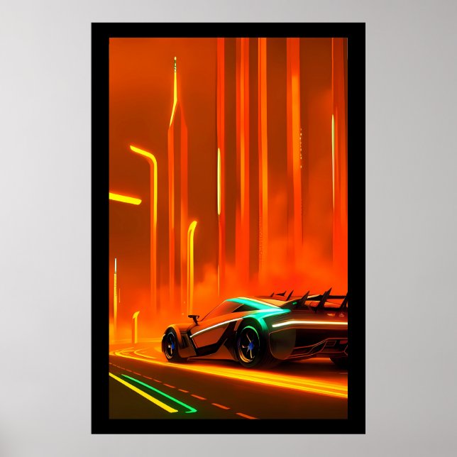 Neon Race Night 3000 - Ken Gage Art Poster (Vorne)