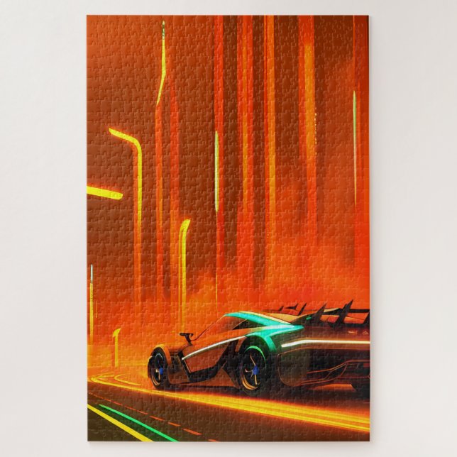 Neon Race Night 3000 - Ken Gage Art Puzzle (Vertikal)