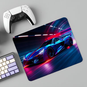 Neon Racer: Futuristisches Supercar in Cyberpunk C Mousepad