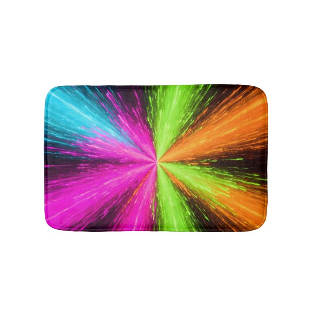 Neon Radial Burst Explosion Badematte (Vorderseite)