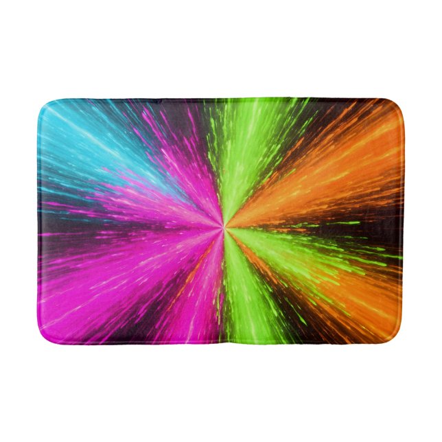 Neon Radial Burst Explosion Badematte (Vorderseite)