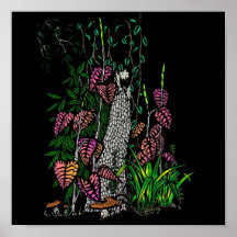 Neon Rain Forest Impressionist Farbkunst drucken