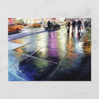 "Neon Rain" New Yorker Wasserfarbe Postkarte