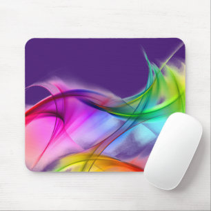 Neon Rainbow Abstrakt auf Lila Mousepad