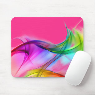 Neon Rainbow Abstrakt auf rosa Mousepad