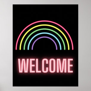 Neon Rainbow Begrüßungszeichen Poster