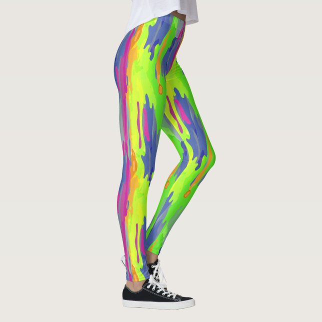 Neon Rainbow Camouflage Vertikale Patternarben Leggings (Rechts)