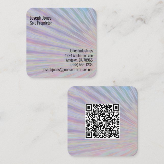 Neon Rainbow Design QR 7 Line Custom Quadratische Visitenkarte (Vorne/Hinten)
