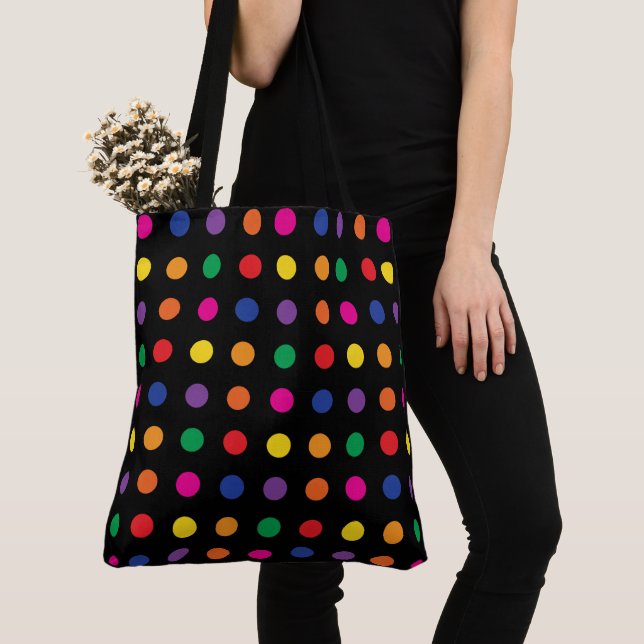 Neon Rainbow Dots auf schwarz (Von Nahem)