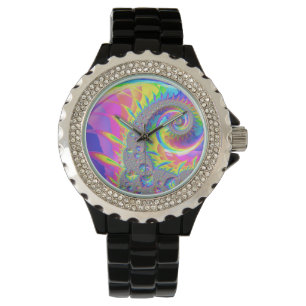 Neon Rainbow Fraktal Armbanduhr