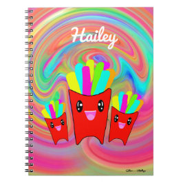 Neon Rainbow French Fries Spiral Foto Notebook Notizblock