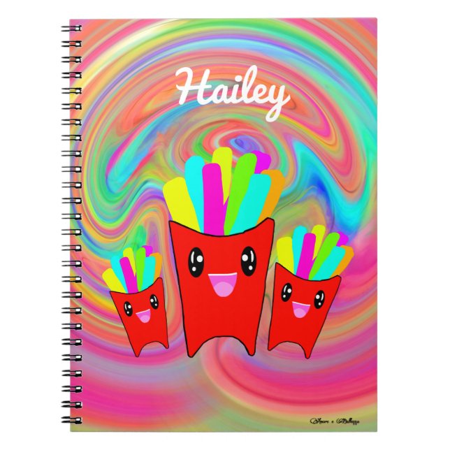 Neon Rainbow French Fries Spiral Foto Notebook Notizblock (Vorderseite)