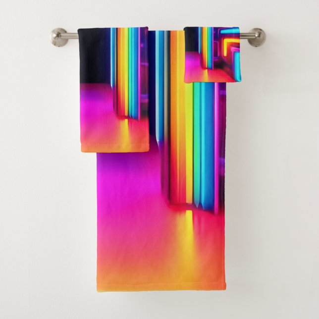 Neon Rainbow Gateway Badhandtuch Set (Insitu)