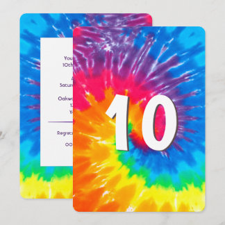 Neon Rainbow Gefärbte Krawatte 10. Geburtstag Einl Einladung