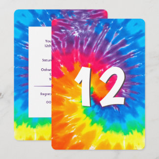 Neon Rainbow Gefärbte Krawatte 12. Geburtstag Einl Einladung