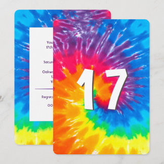 Neon Rainbow Gefärbte Krawatte 17. Geburtstag Einl Einladung