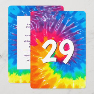 Neon Rainbow Gefärbte Krawatte 29. Geburtstag Einl Einladung