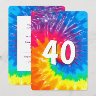 Neon Rainbow Gefärbte Krawatte 40. Geburtstag Einl Einladung