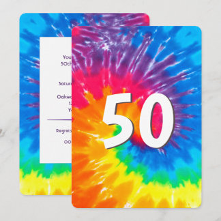 Neon Rainbow Gefärbte Krawatte 50. Geburtstag Einl Einladung