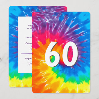 Neon Rainbow Gefärbte Krawatte 60. Geburtstag Einl Einladung