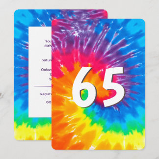 Neon Rainbow Gefärbte Krawatte 65. Geburtstag Einl Einladung