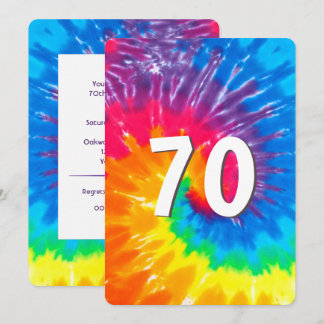 Neon Rainbow Gefärbte Krawatte 70. Geburtstag Einl Einladung