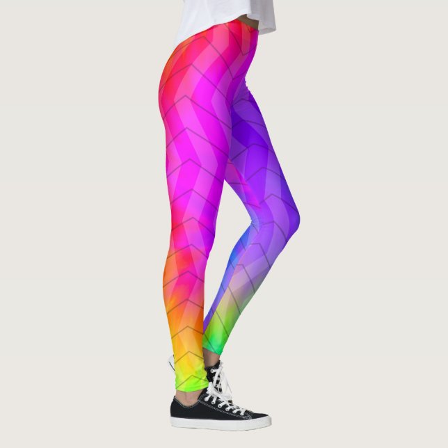 Neon Rainbow Gefärbte Krawatte Leggings (Rechts)