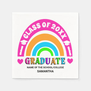 Neon Rainbow Graduation Party Serviette