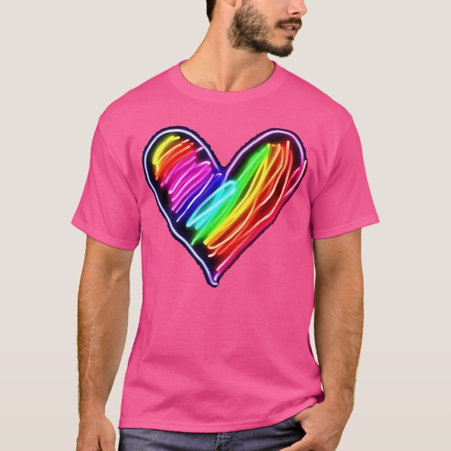 Neon Rainbow Heart Edm Shirt (Vorderseite)