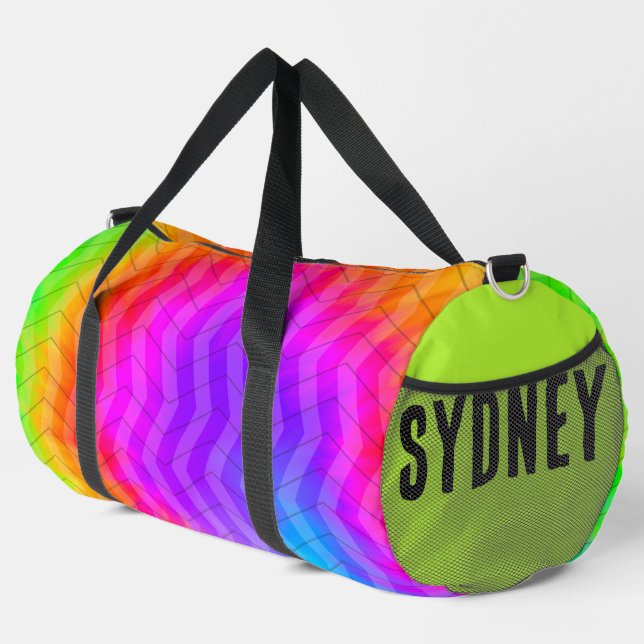 Neon Rainbow Herringbone Duffle Bag (Rechte Ecke)