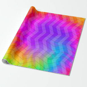 Neon Rainbow Herringbone Gift Bag Geschenkpapier
