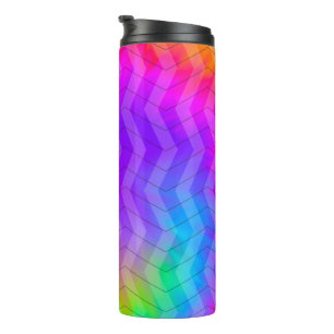 Neon Rainbow Herringbone Gift Bag Thermosbecher