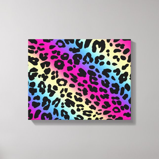Neon Rainbow Leopard Muster drucken Leinwanddruck (Vorderseite)