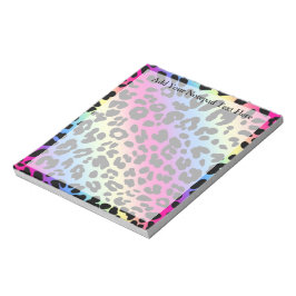 Neon Rainbow Leopard Muster drucken Notizblock