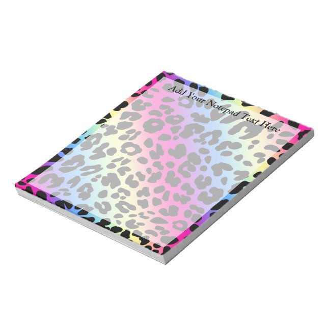 Neon Rainbow Leopard Muster drucken Notizblock (Rotiert)