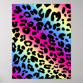 Neon Rainbow Leopard Muster drucken Poster