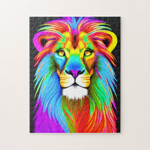Neon Rainbow Lion Puzzle