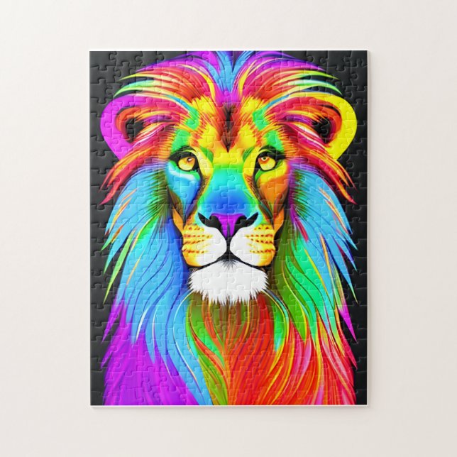 Neon Rainbow Lion Puzzle (Vertikal)